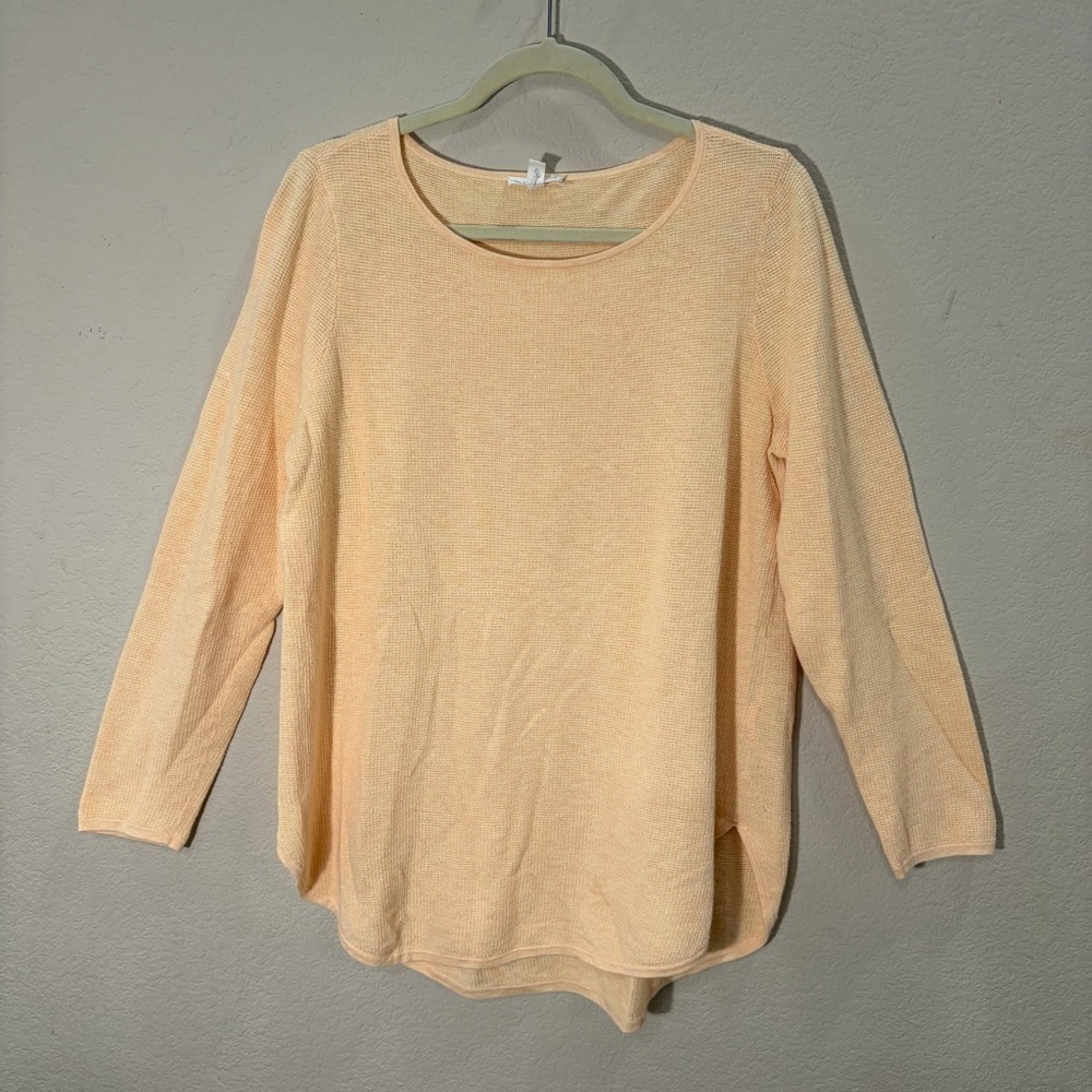 Eileen Fisher linen knit sweater orange long sleeve tunic Sz L Coastal Luxury - Picture 2 of 12